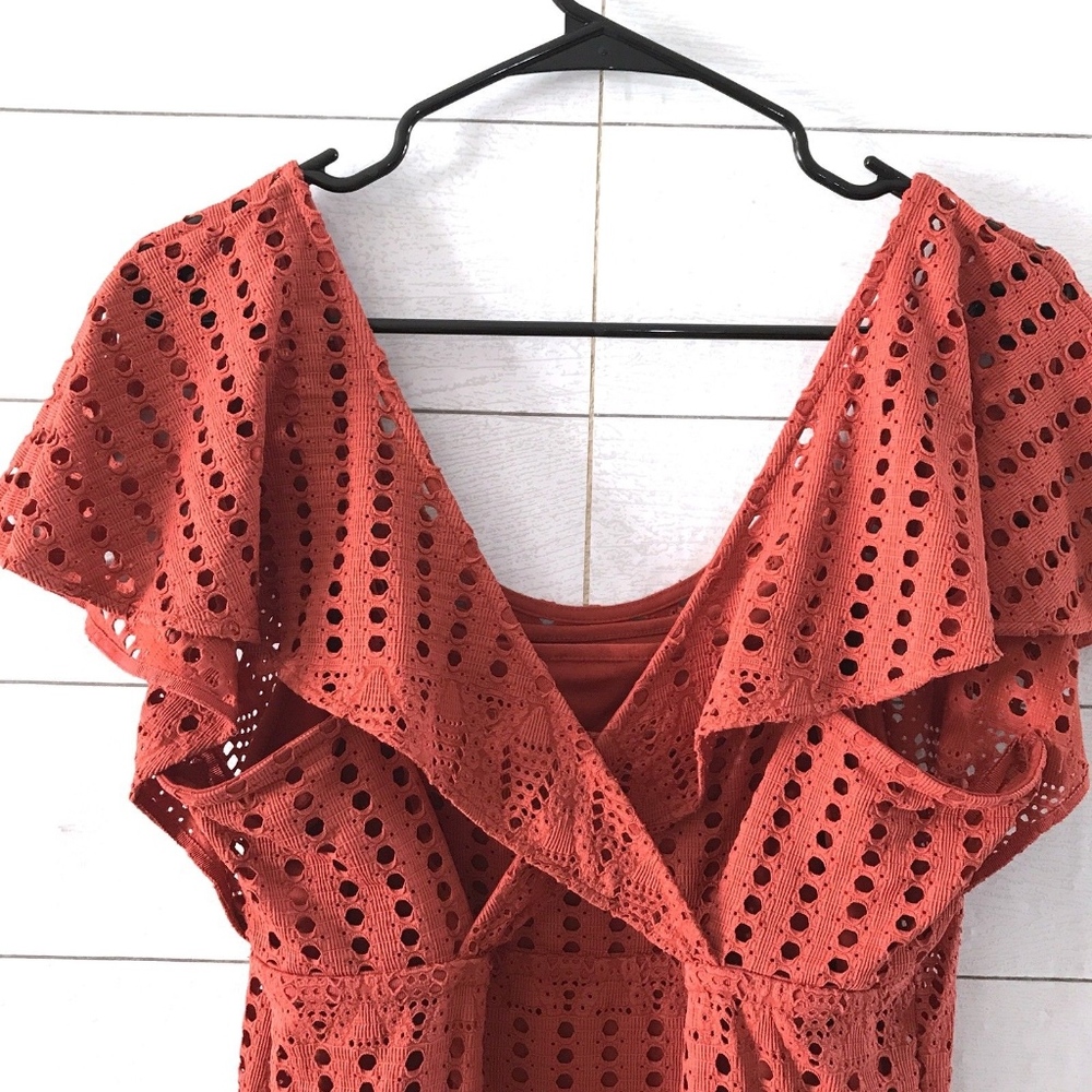 HD in Paris Orange Eyelet Piacere Midi Dress - Picture 6 of 8